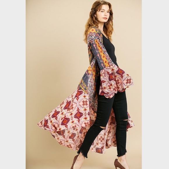 Umgee Gypsy Boho Duster Kimono S - 2X - Picture 6 of 7